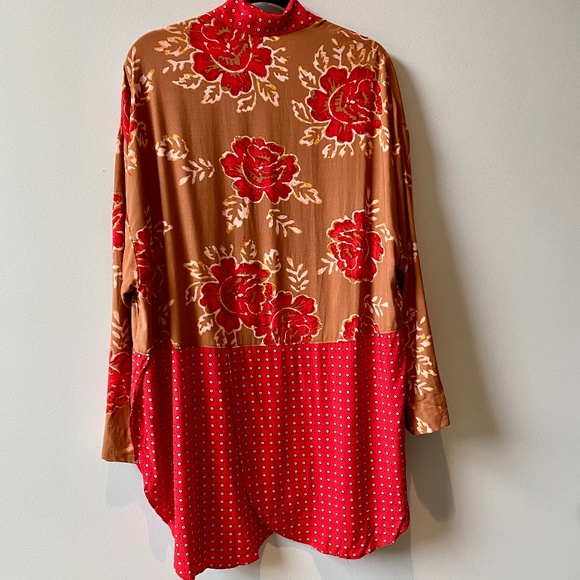 FREE PEOPLE Forget Me Not Kimono Robe Red Floral Print - Size S/P - Picture 4 of 7